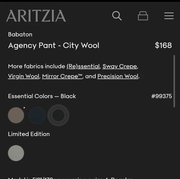 Aritzia Babaton Atelier Agency Pant Trousers City Twill Wide Leg Size 00 Black - Picture 5 of 14